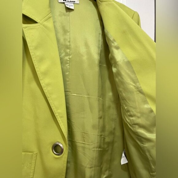 Y2K Pale Lime Green NYGARD Blazer with Silver Hoop Details Size 10 2000s Vibe - Picture 5 of 6